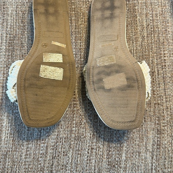 LULUS AVALON IVORY PEARL BRAIDED FLAT SLIDE SANDALS GUC SZ 7 - Picture 9 of 9